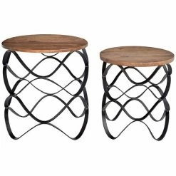 Hot Sale ???? Crestview Collection Bengal Manor Wavy End Table 2-piece Set ????