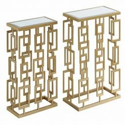 Hot Sale ???? Crestview Collection Maddox Rectangle Geometric End Table 2-piece Set ????