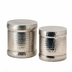 Budget ???? Crestview Collection ???? Hammered Silver Finish Stool 2-piece Set ????