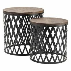Outlet ⌛ Crestview Collection Bengal Manor Industrial End Table 2-piece Set ❤️